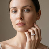 White gold Three-Stone Cushion Cut Diamond Ring with Channel-Set Band and Prong Setting_19