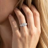 White gold Three-Stone Cushion Cut Diamond Ring with Channel-Set Band and Prong Setting_20