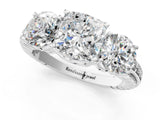 White gold Three-Stone Cushion Cut Diamond Ring with Channel-Set Band and Prong Setting_7