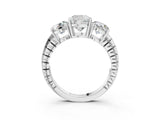 White gold Three-Stone Cushion Cut Diamond Ring with Channel-Set Band and Prong Setting_9