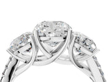 White gold Three-Stone Cushion Cut Diamond Ring with Pavé Band and Prong Setting_104