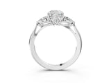White gold Three-Stone Cushion Cut Diamond Ring with Pear  Side Stones in Four-Prong Setting_19