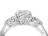 White gold Three-Stone Cushion Cut Diamond Ring with Pear  Side Stones in Four-Prong Setting_20