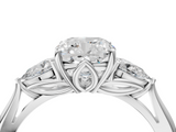 White gold Three-Stone Cushion Cut Diamond Ring with Pear Side Stones in Four-Prong Setting_201