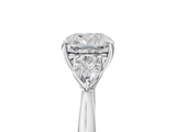 White gold Three-Stone Cushion Cut Diamond Ring with Pear Side Stones in Four-Prong Setting_202