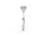 White gold Three-Stone Cushion Cut Diamond Ring with Pear  Side Stones in Four-Prong Setting_54