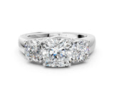 White gold Three-Stone Cushion Cut Diamond Ring with Prong Setting and Classic Band_3