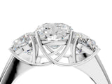 White gold Three-Stone Cushion Cut Diamond Ring with Prong Setting and Classic Band_7