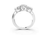 White gold Three-Stone Cushion Cut Diamond Ring with Round Side Stones, Classic Band, and Four-Prong Setting_10