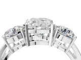 White gold Three-Stone Cushion Cut Diamond Ring with Round Side Stones, Classic Band, and Four-Prong Setting_11
