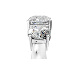 White gold Three-Stone Cushion Cut Diamond Ring with Round Side Stones, Classic Band, and Four-Prong Setting_12