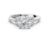 White gold Three-Stone Cushion Cut Diamond Solitaire with Prong Setting and Classic Band_115