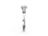 White gold Three-Stone Cushion Cut Diamond Solitaire with Prong Setting and Classic Band_117