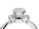 White gold Three-Stone Cushion Cut Diamond Solitaire with Prong Setting and Classic Band_119