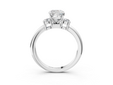 White gold Three-Stone Cushion Cut Diamond Solitaire with Prong Setting and Classic Band_120