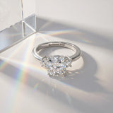 White gold Three-Stone Cushion Cut Diamond Solitaire with Prong Setting and Classic Band_16