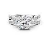 White gold Three-Stone Cushion Cut Diamond Twist Band with Prong Setting_116