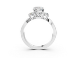 White gold Three-Stone Cushion Cut Diamond Twist Band with Prong Setting_119