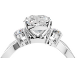 White gold Three-Stone Cushion Cut Diamond Twist Band with Prong Setting_120