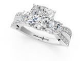 White gold Three-Stone Cushion Cut Diamond Twist Band with Prong Setting_121