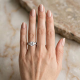 White gold Three-Stone Cushion Cut Diamond Twist Band with Prong Setting_13