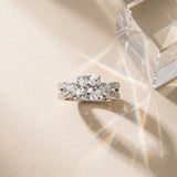 White gold Three-Stone Cushion Cut Diamond Twist Band with Prong Setting_16