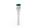 White gold Three-Stone Cushion Cut Emerald Braided Band Ring with Four-Prong Setting_47