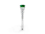 White gold Three-Stone Cushion Cut Emerald Pavé Band with Four-Prong Setting_2
