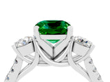 White gold Three-Stone Cushion Cut Emerald Pavé Band with Four-Prong Setting_4