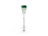 White gold Three-Stone Cushion Cut Emerald Ring with Pear Side Stones and Four-Prong Setting_2