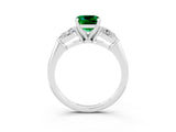 White gold Three-Stone Cushion Cut Emerald Ring with Pear Side Stones and Four-Prong Setting_3