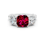 White gold Three-Stone Cushion Cut Garnet Braided Band Ring with Four-Prong Setting_45