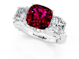 White gold Three-Stone Cushion Cut Garnet Braided Band Ring with Four-Prong Setting_49