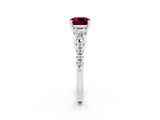 White gold Three-Stone Cushion Cut Garnet Pavé Band with Four-Prong Setting_2