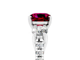 White gold Three-Stone Cushion Cut Garnet Pavé Band with Four-Prong Setting_5