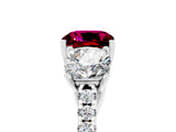 White gold Three-Stone Cushion Cut Garnet Ring with Pavé Band and Prong Setting_17