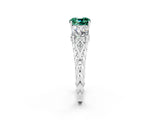 White gold Three-Stone Cushion Cut Green Sapphire Braided Band Ring with Four-Prong Setting_14