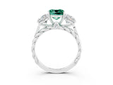 White gold Three-Stone Cushion Cut Green Sapphire Braided Band Ring with Four-Prong Setting_15