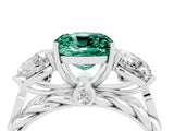 White gold Three-Stone Cushion Cut Green Sapphire Braided Band Ring with Four-Prong Setting_16