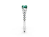 White gold Three-Stone Cushion Cut Green Sapphire Pavé Band with Four-Prong Setting_2