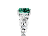 White gold Three-Stone Cushion Cut Green Sapphire Pavé Band with Four-Prong Setting_5