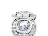White gold Three-Stone Cushion Cut Halo Pavé Diamond Ring_12
