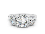 White gold Three-Stone Cushion Cut Moissanite Braided Band Ring with Four-Prong Setting_12
