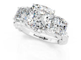 White gold Three-Stone Cushion Cut Moissanite Braided Band Ring with Four-Prong Setting_13