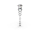 White gold Three-Stone Cushion Cut Moissanite Braided Band Ring with Four-Prong Setting_14