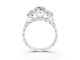 White gold Three-Stone Cushion Cut Moissanite Braided Band Ring with Four-Prong Setting_15