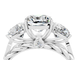 White gold Three-Stone Cushion Cut Moissanite Braided Band Ring with Four-Prong Setting_16