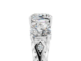 White gold Three-Stone Cushion Cut Moissanite Braided Band Ring with Four-Prong Setting_17