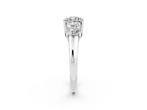 White gold Three-Stone Cushion Cut Moissanite Engagement Ring with Prong Setting_2
