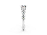 White gold Three-Stone Cushion Cut Moissanite Pavé Band with Four-Prong Setting_2